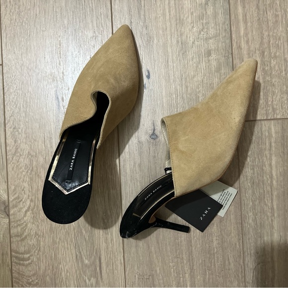 Zara Leather Pointed Heeled Mules EUR 38 - Picture 7 of 8